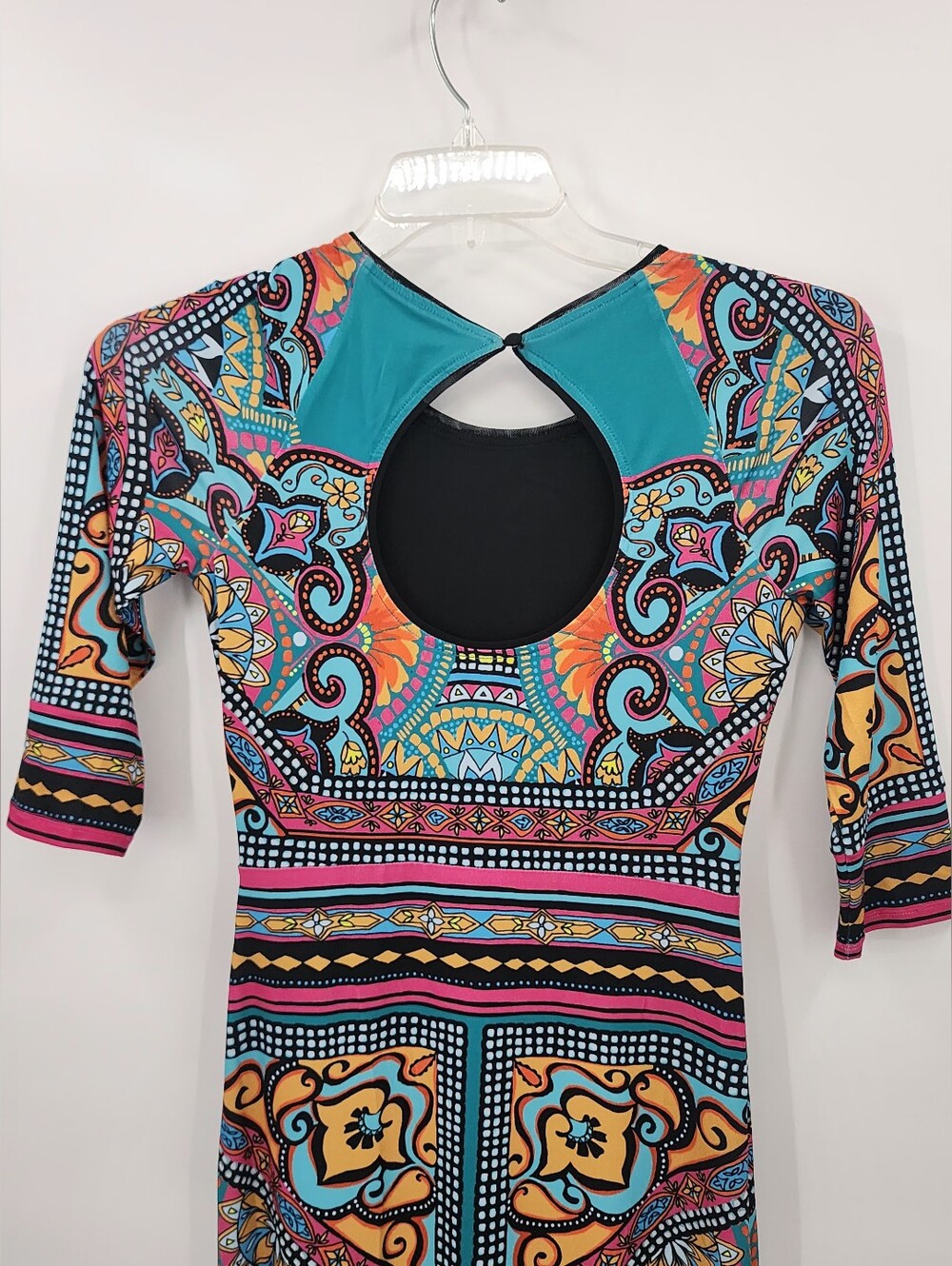 Hale Bob Boho Maxi Dress, XS Teal Abstract Design - Picture 3 of 4